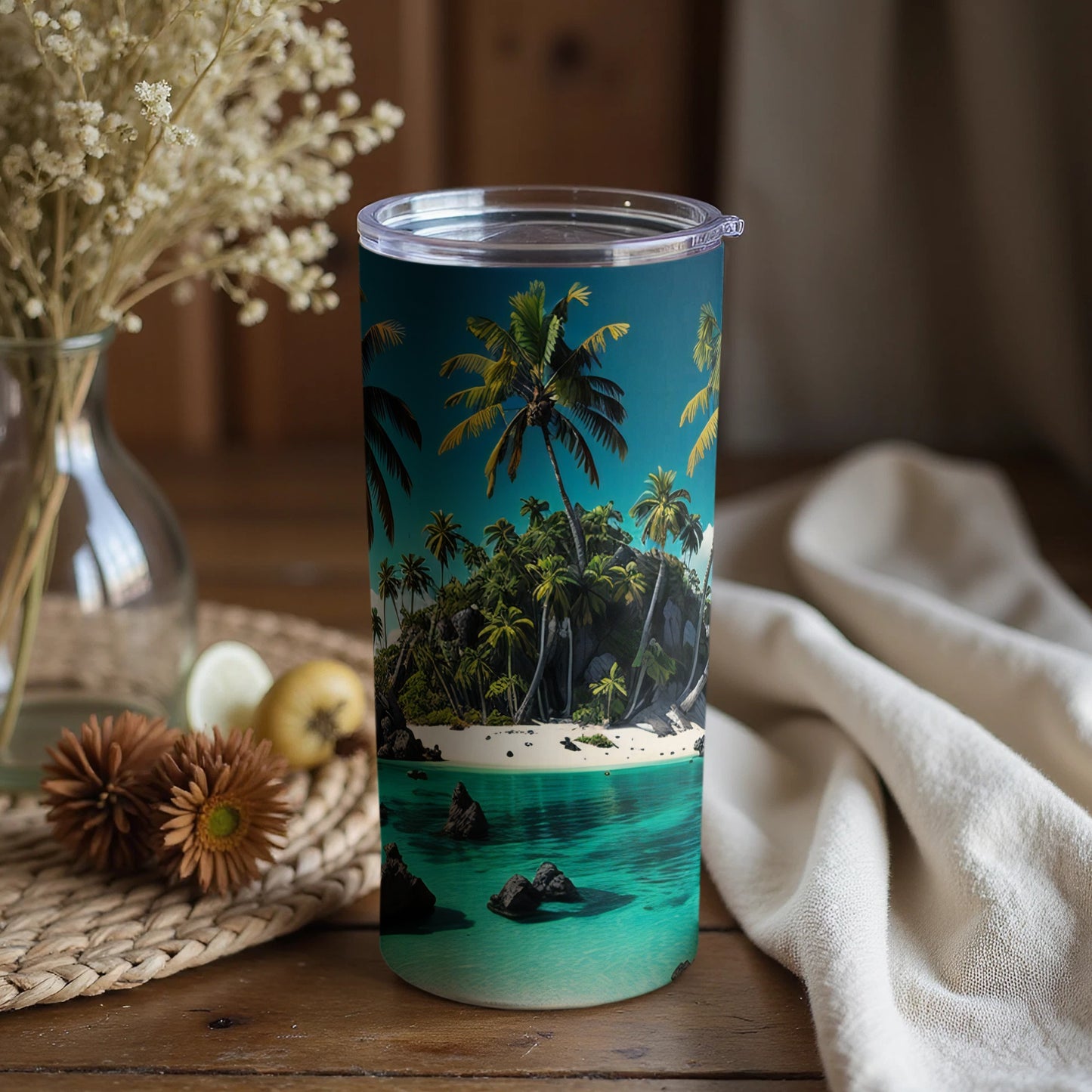 Tropical Beach Paradise Island Travel Tumbler Product