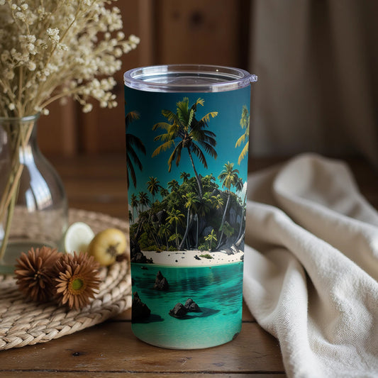 Tropical Beach Paradise Island Travel Tumbler Product