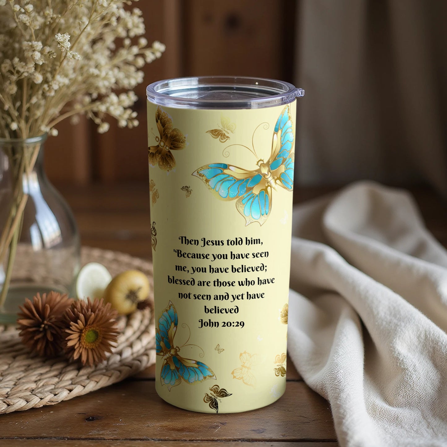 Butterfly Design with Inspiring Quote Tumbler