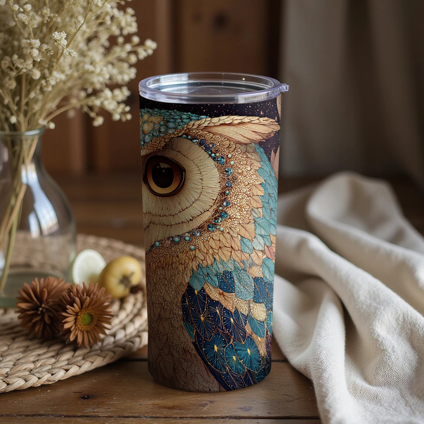 Detailed Owl Design Insulated Tumbler for Drinks