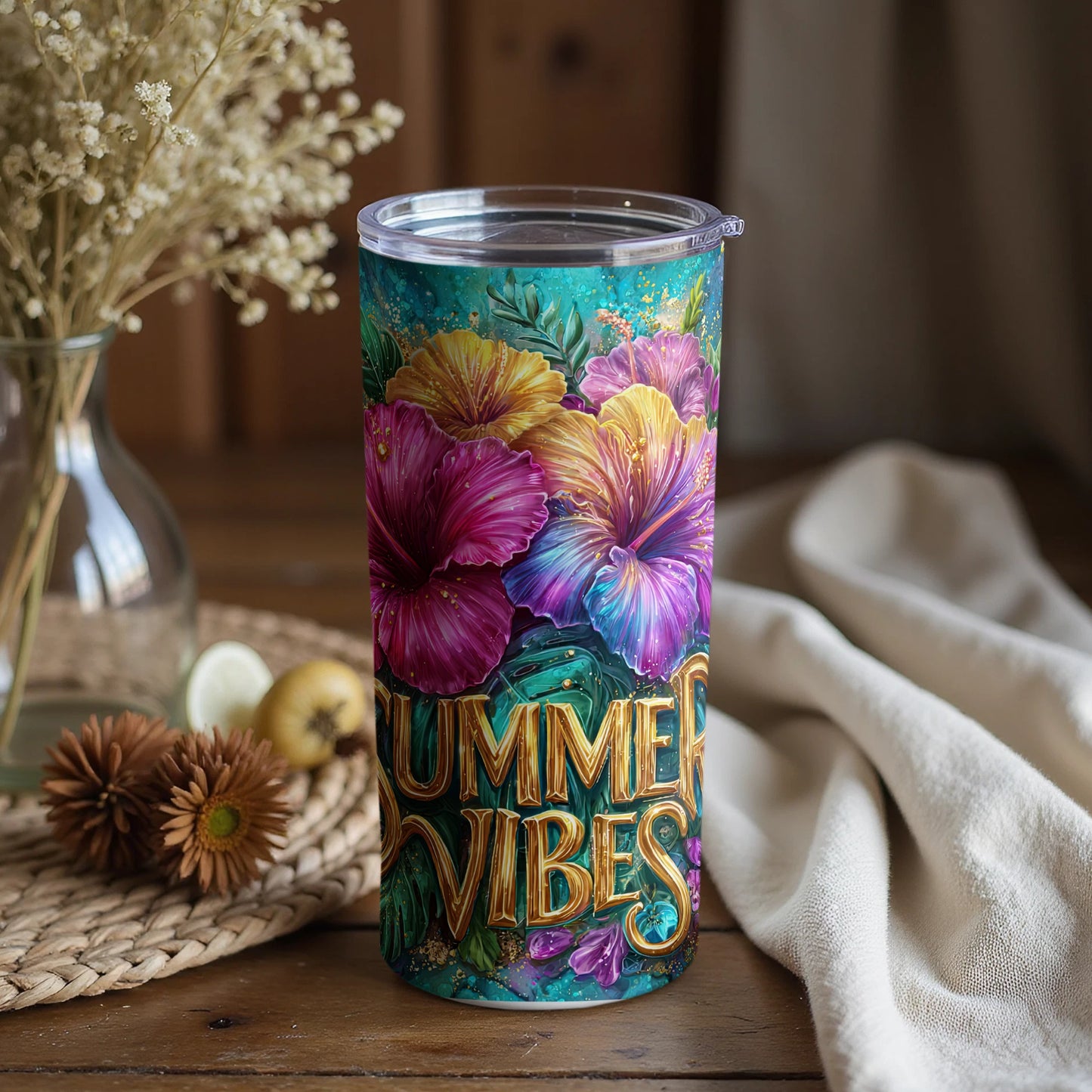 Vibrant Summer Vibes Floral Design Tumbler Product