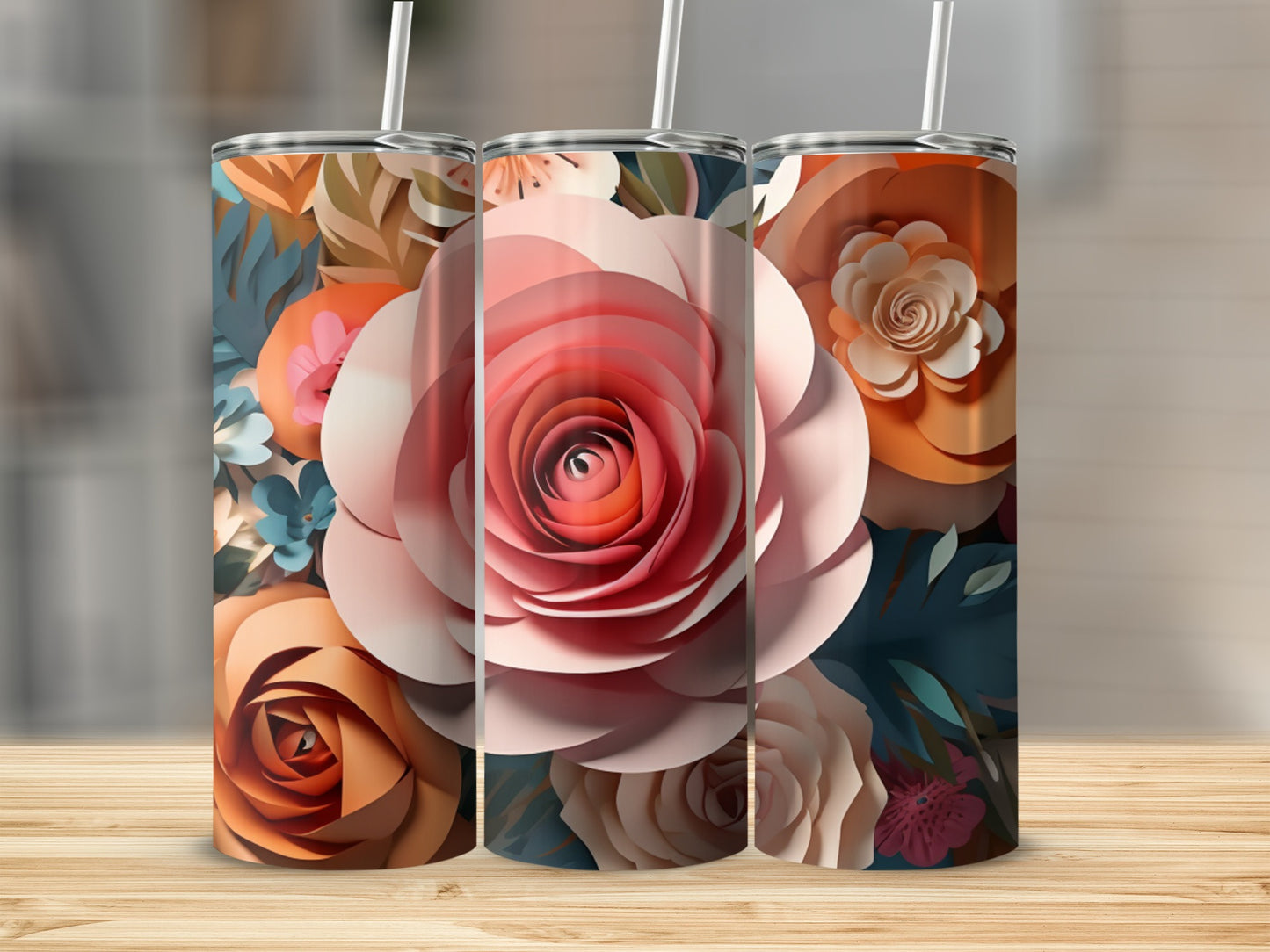 Beautiful Floral Pattern Insulated Stainless Steel Tumblers