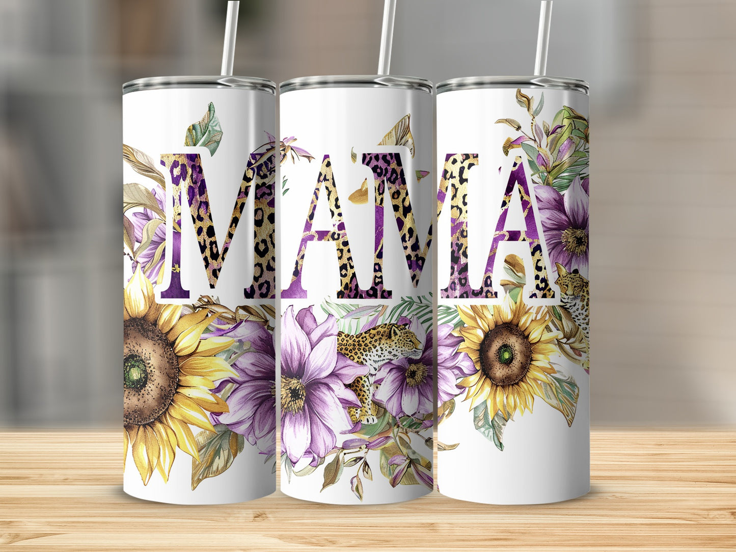 Floral Animal Print MAMA Design Tumbler Cup for Gifts