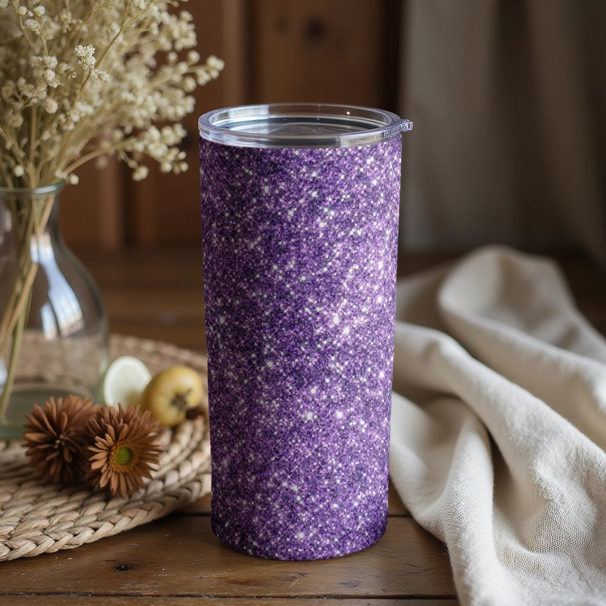Elegant Purple Marble Tumbler for Drinking Convenience