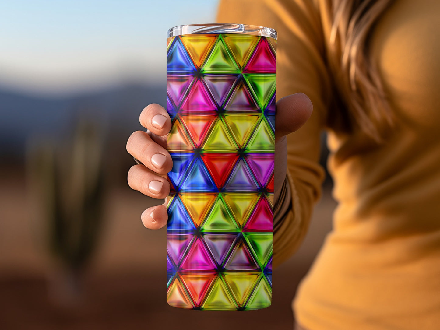Colored Triangles Mosaic Bold Geometric Graphics Tumblers