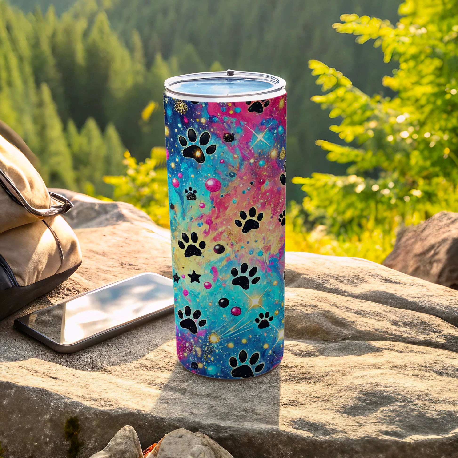 Galaxy Paw Print Tumbler Cosmic Pet Design product type