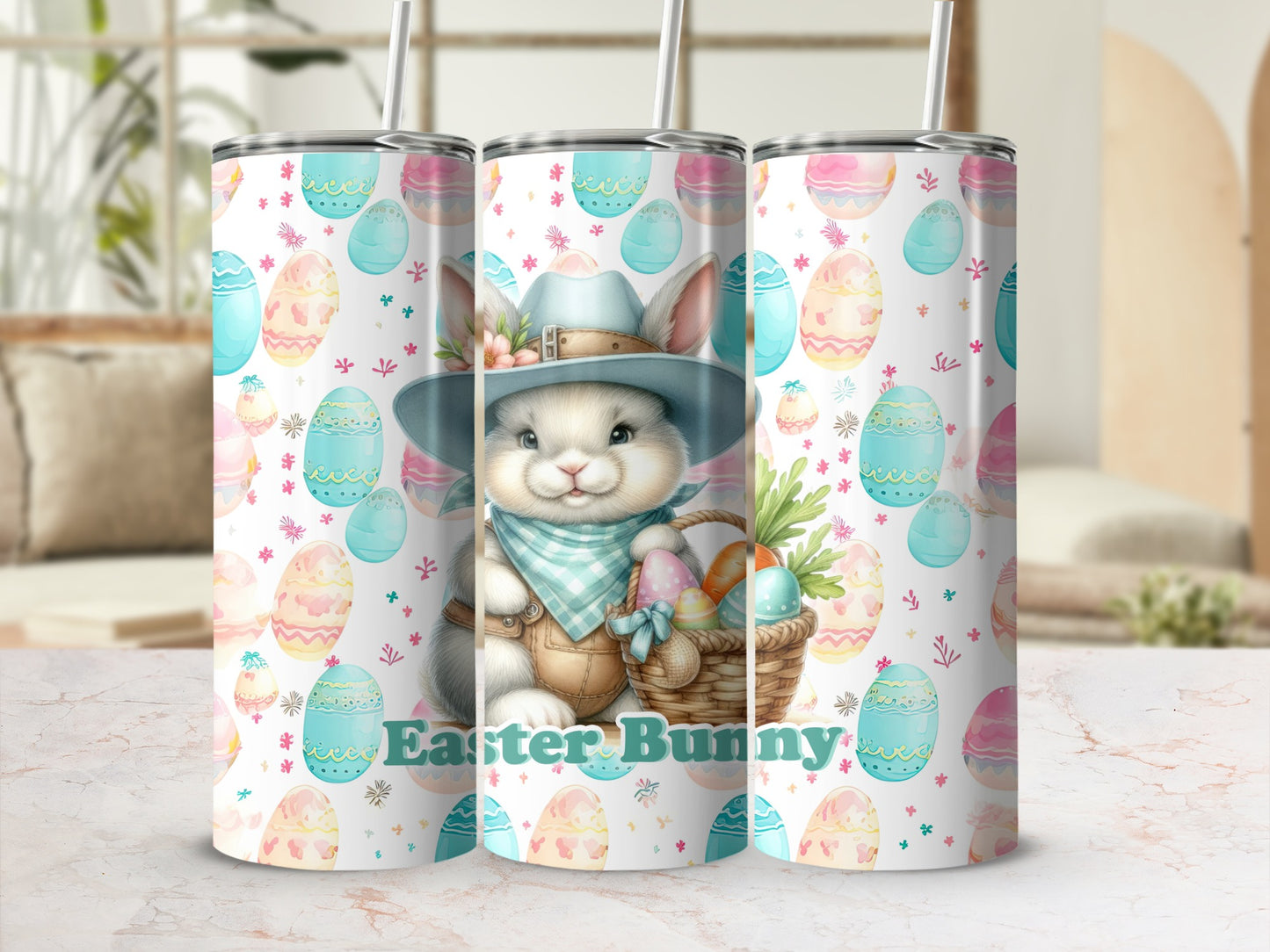 Easter Bunny Design Pattern Tumbler Product Type