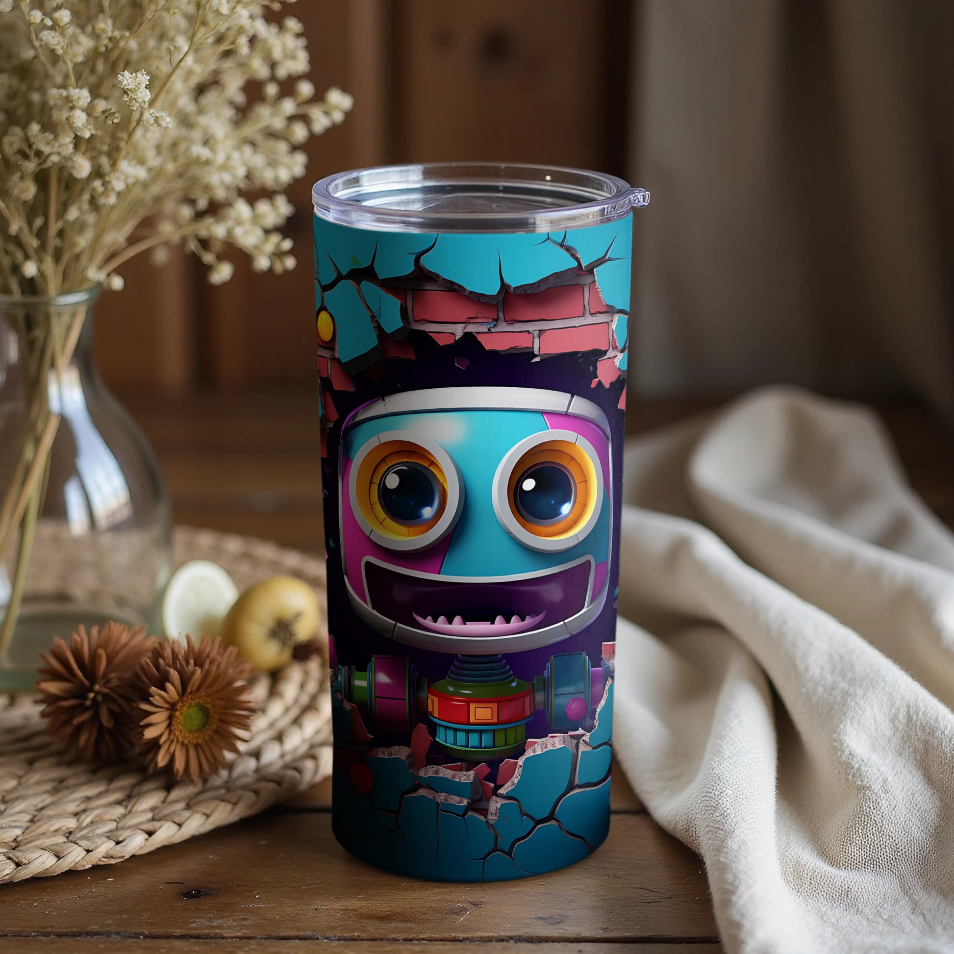 Colorful Robot Art Tumbler for Everyday Use