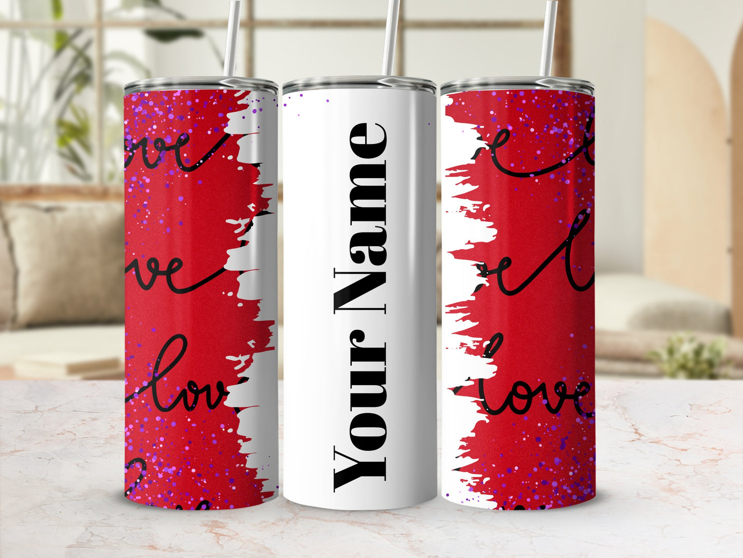 Personalized Love Design Tumbler with Name Option