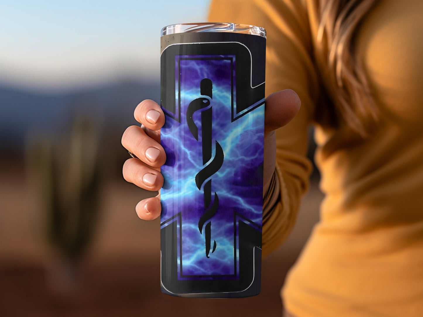 Electric Blue Medical Symbol Insulated Travel Tumbler