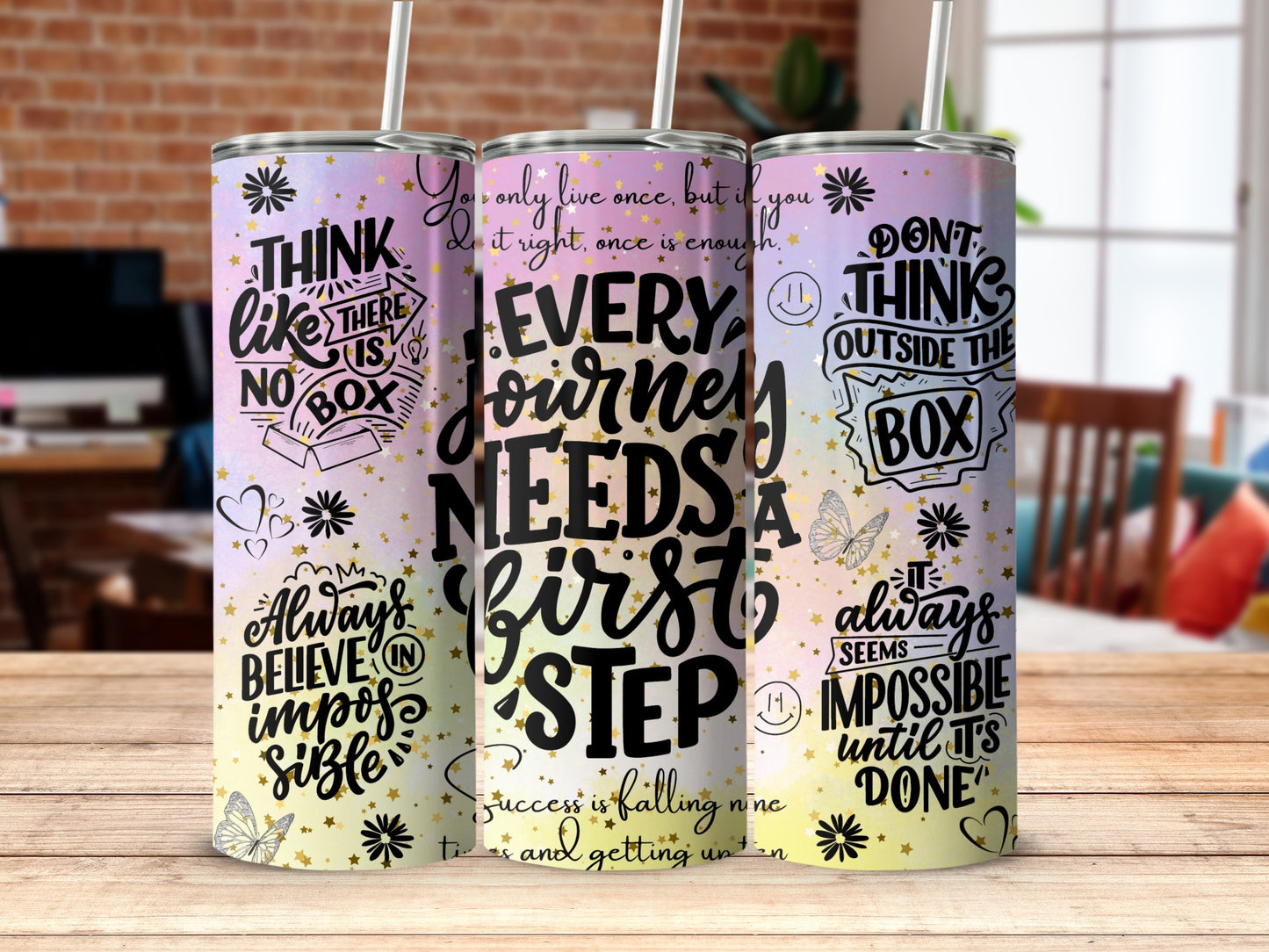 Motivational Quotes Decorative Drinkware Flask