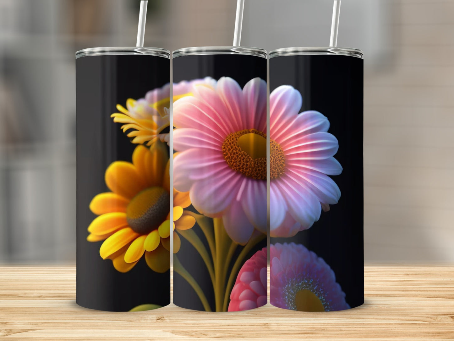 Bright and Colorful Floral Art Stainless Steel Tumbler