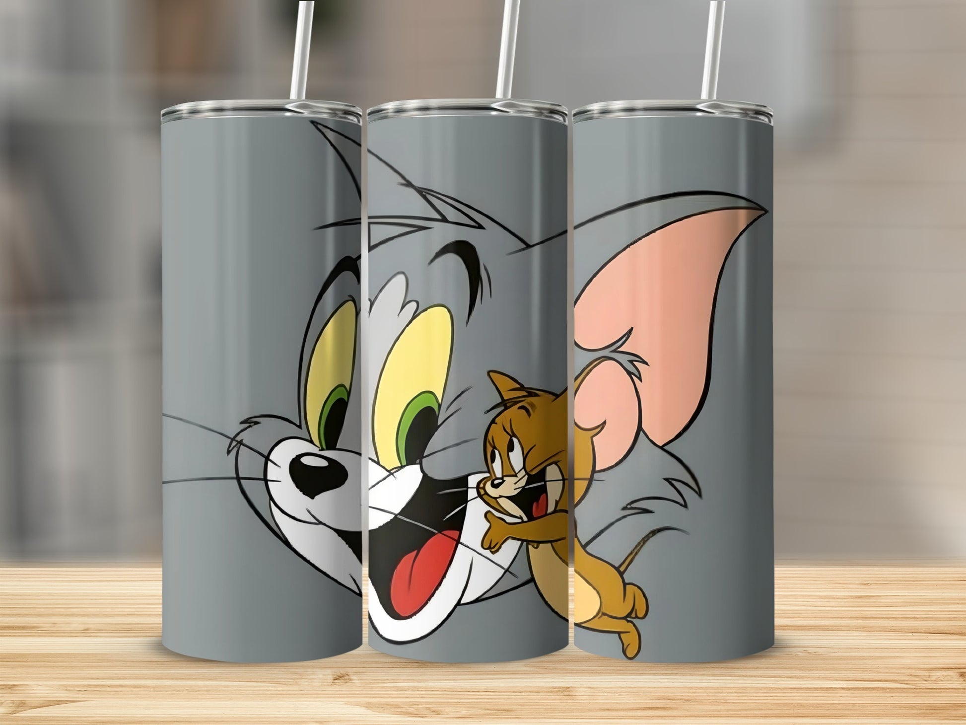 Tom and Jerry Tumbler with Lid Fun Cartoon Design