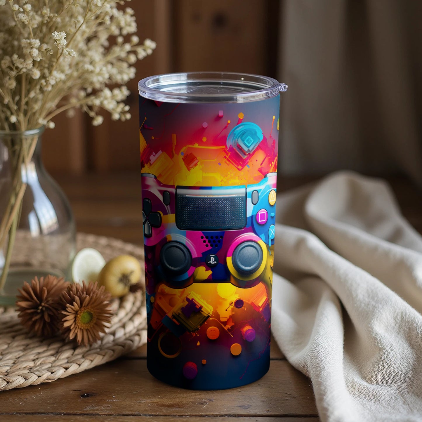 Vibrant Gaming Themed Tumbler for Gamers and Fans