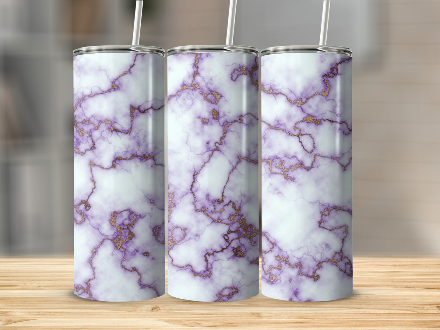 Purple and Gold Textured Design Pattern Abstract Art Tumblers