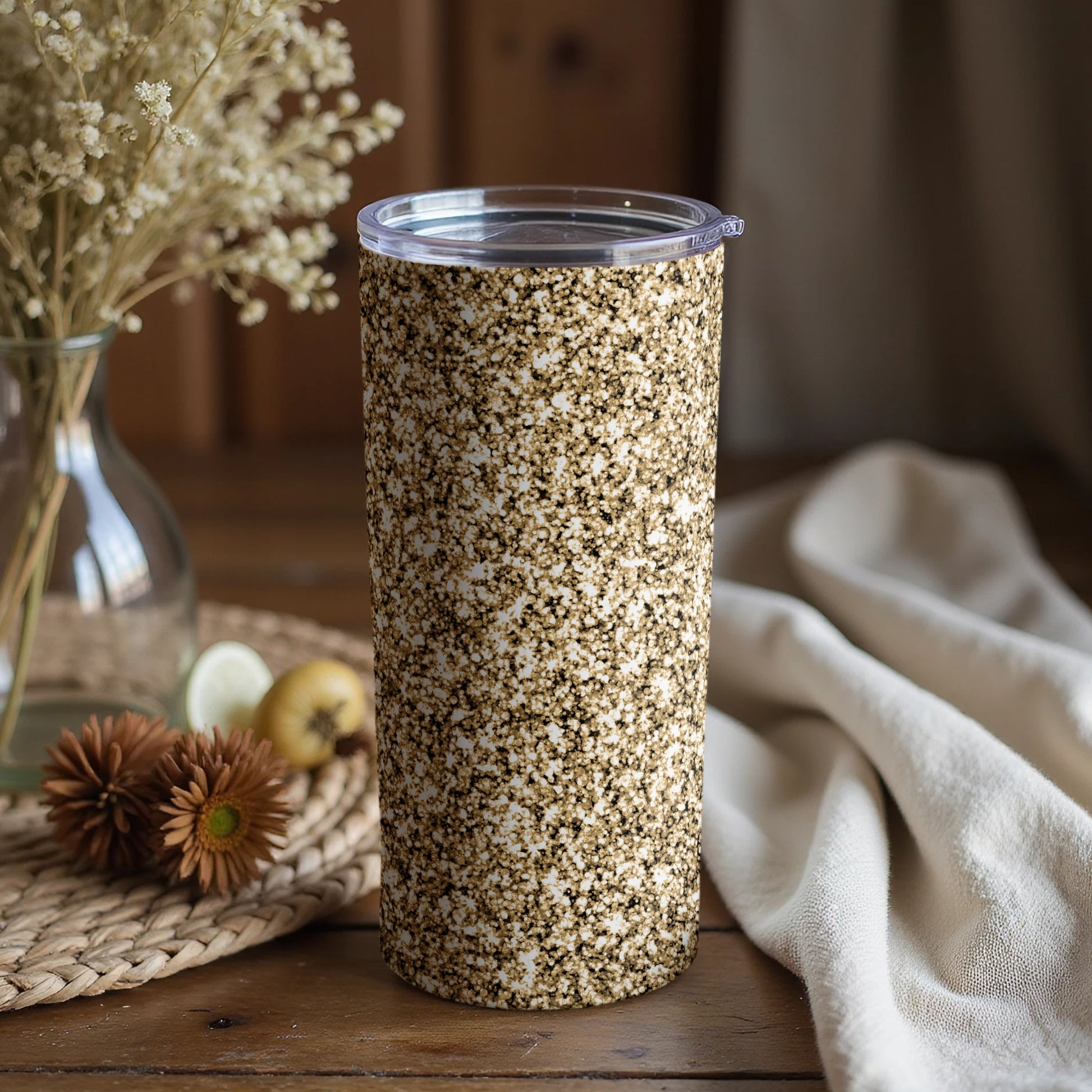 Sparkling Gold Glitter Patterned Tumbler for Sale
