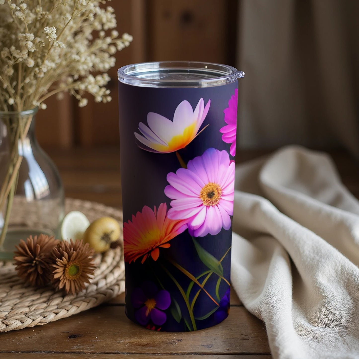Floral Insulated Tumbler with Bright Flower Design