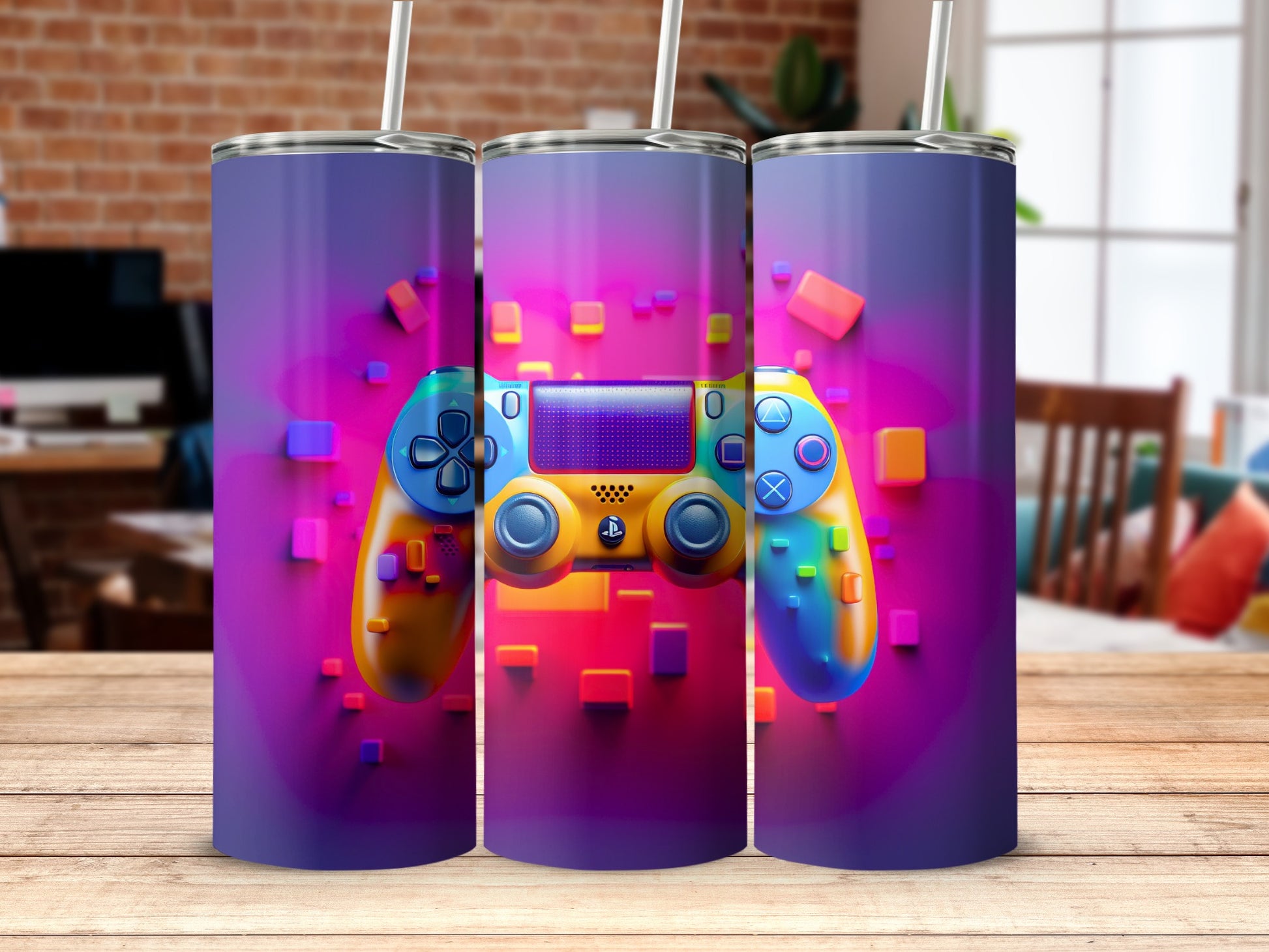 Rainbow Gaming Controller Tumbler for Gamers