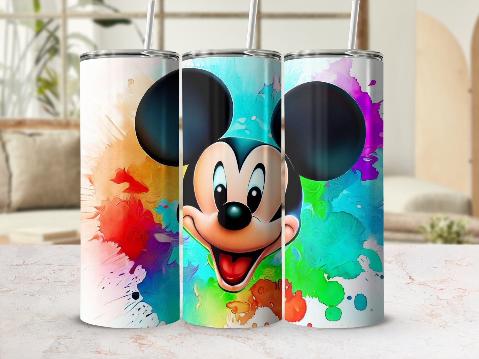 Colorful Mickey Mouse Art Design Tumblers