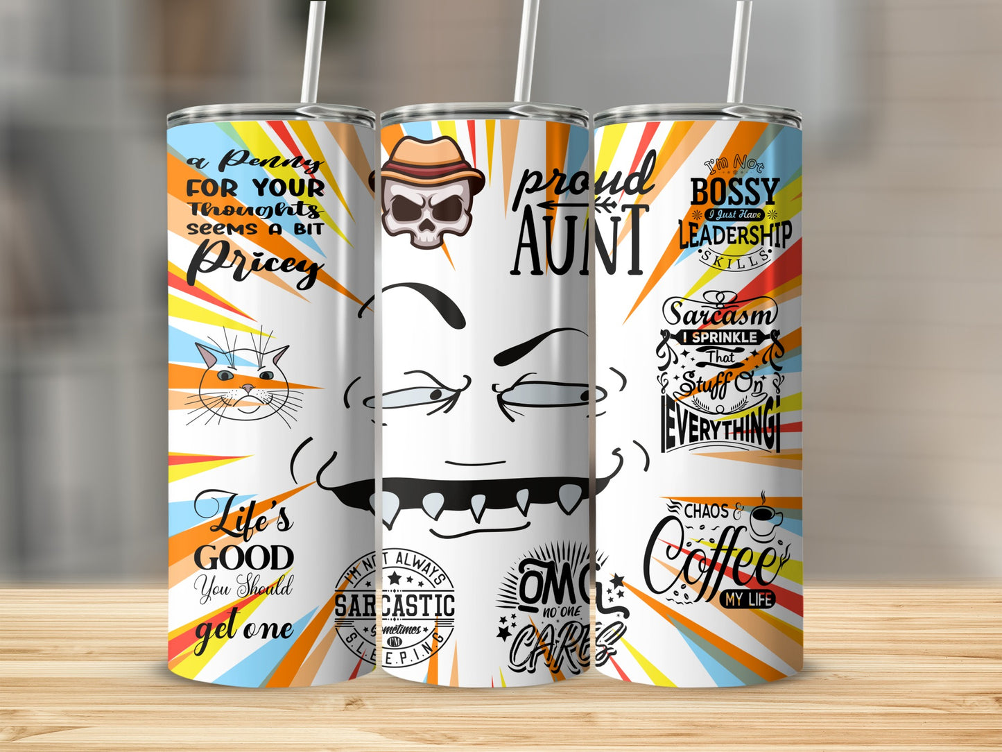 Unique Stylish Tumbler with Fun and Quirky Quotes Design