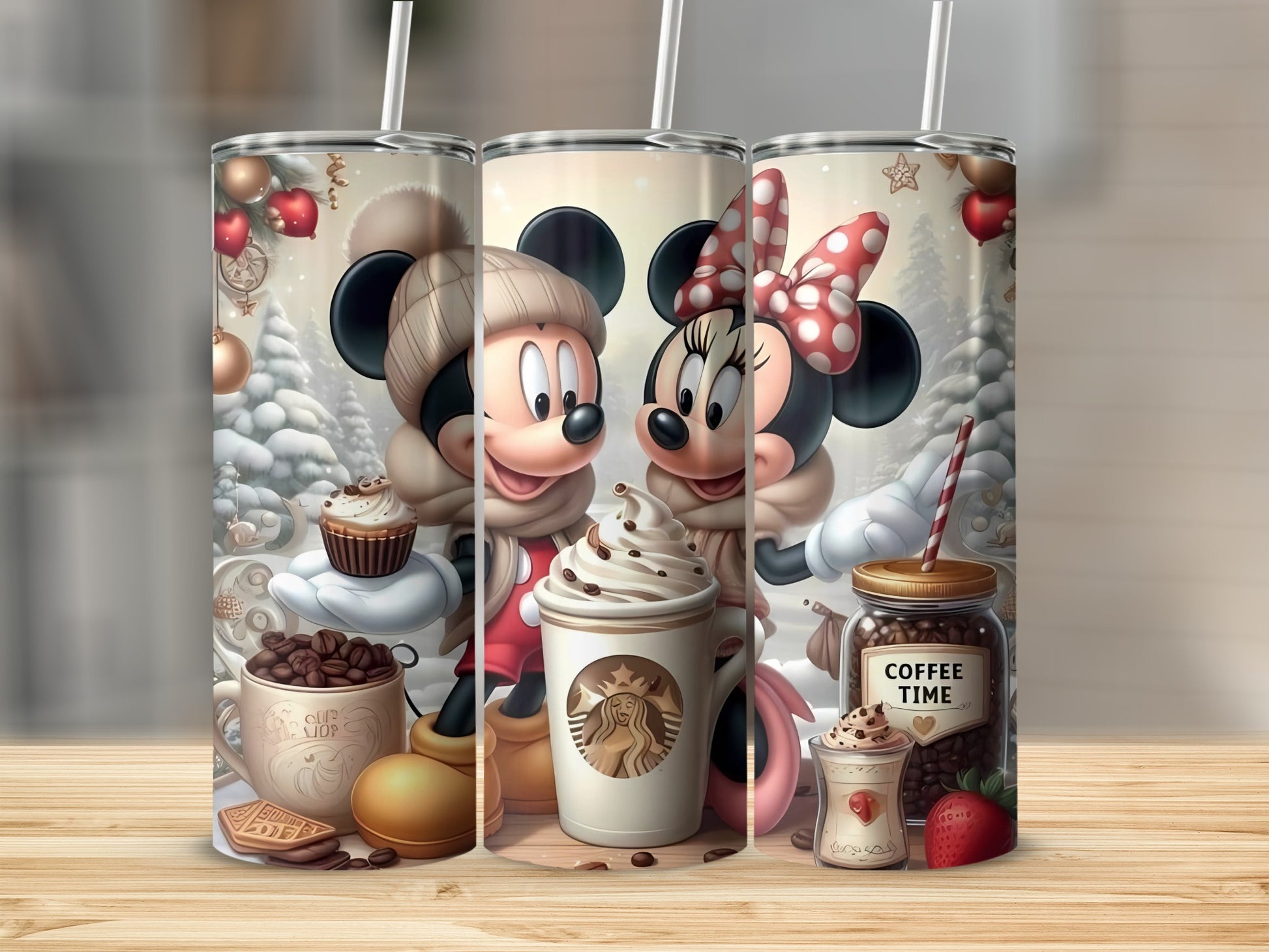 Mickey and Minnie Winter Wonderland Tumbler Cups