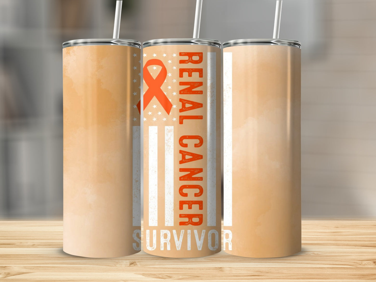 Renal Cancer Survivor Tumbler with Orange Ribbon Design