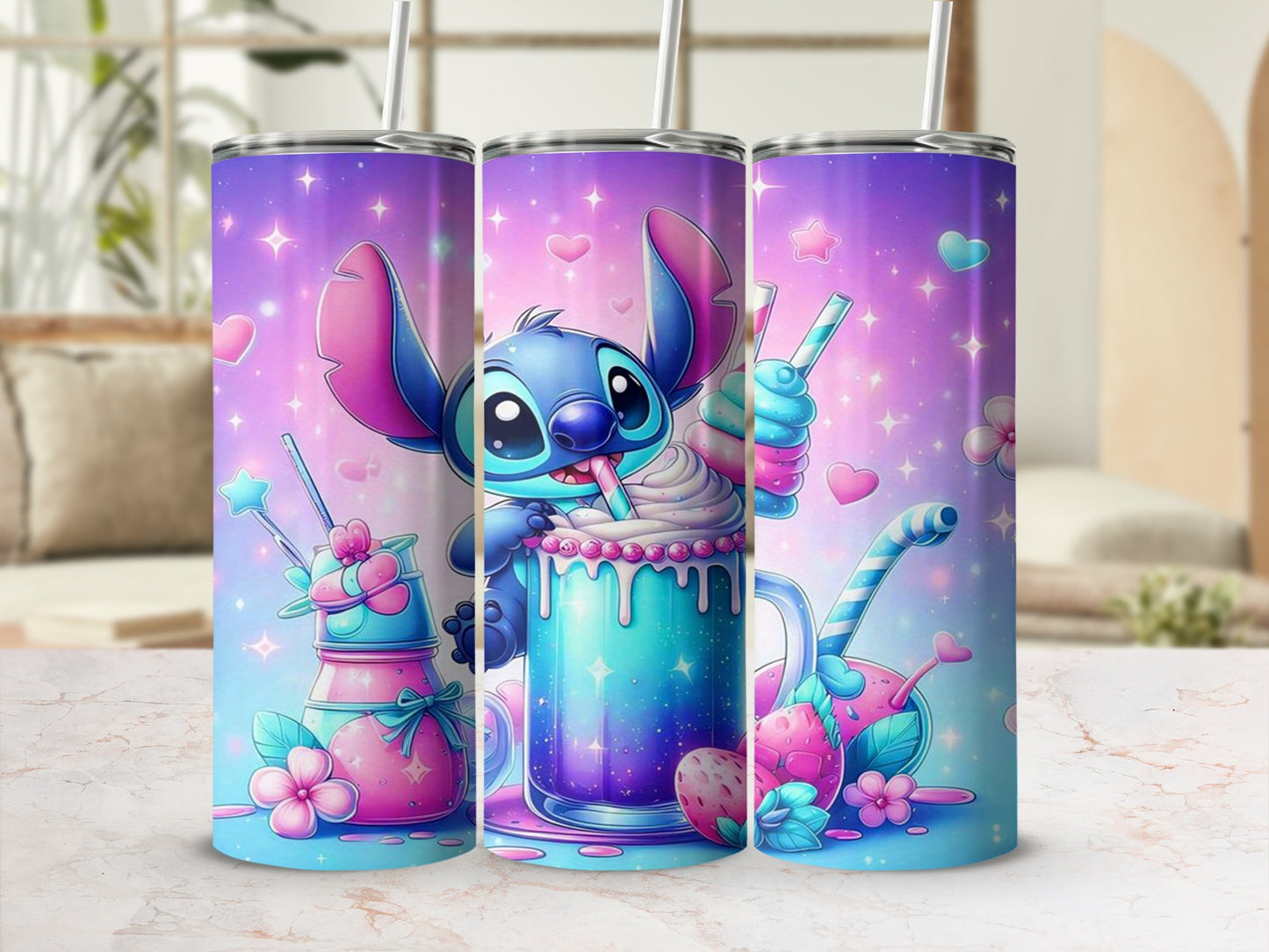 Cute Alien Drinking Milkshake Double-Walled Tumbler