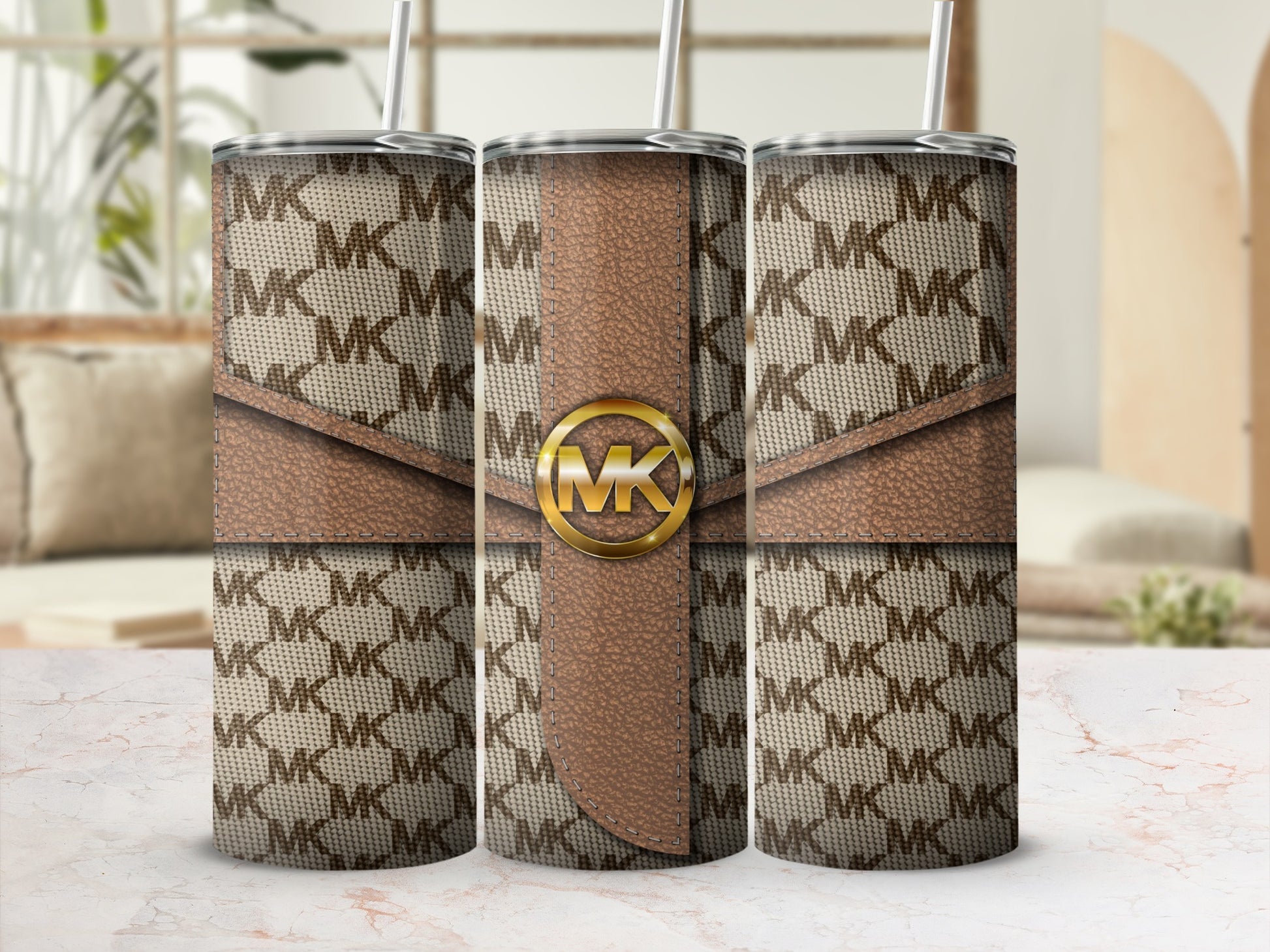 Designer Pattern Insulated Tumbler with Lid and Straw