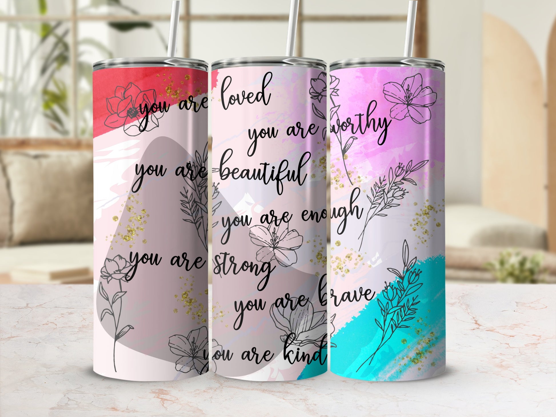 Inspirational Floral Quotes Insulated Tumbler