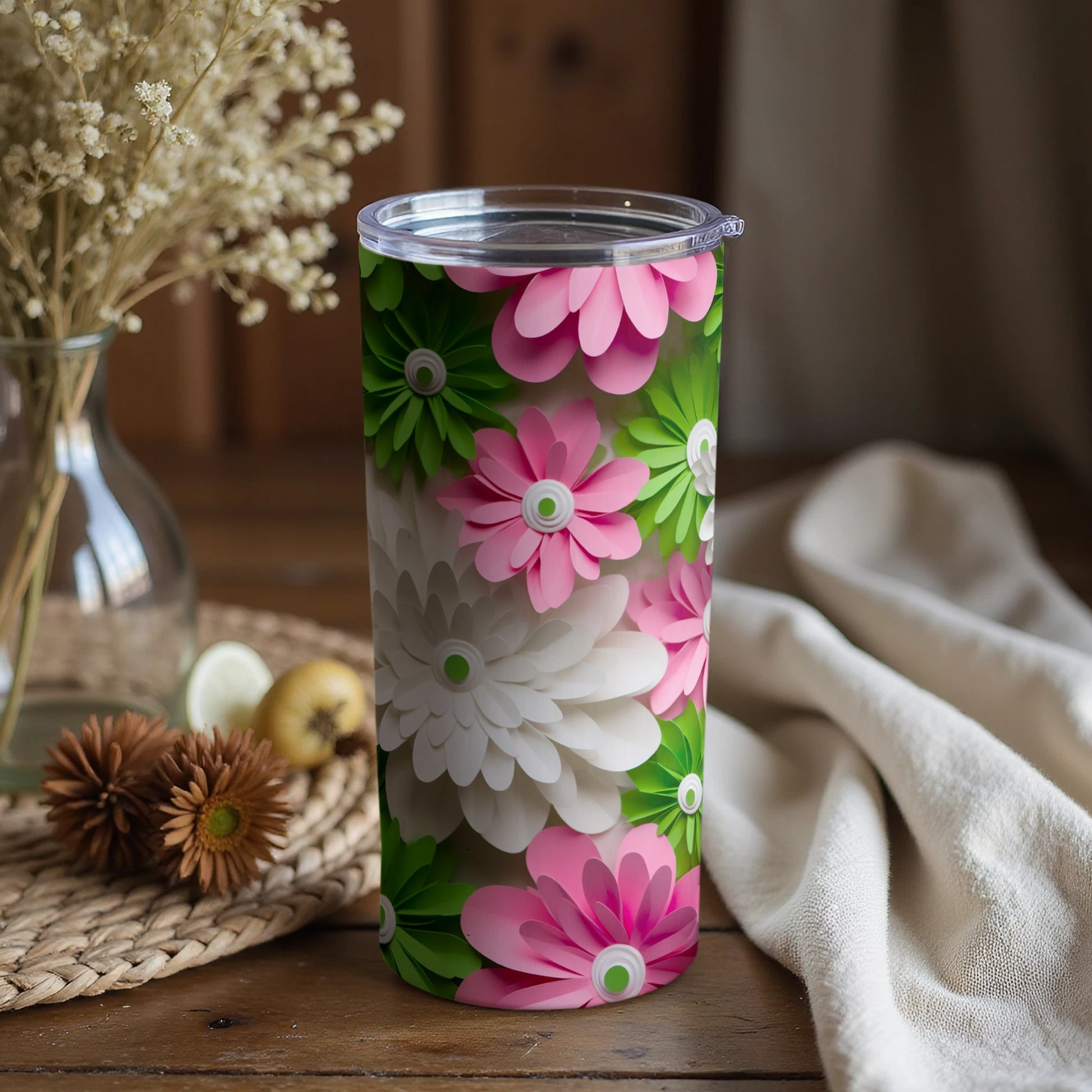 Colorful Floral Pattern Insulated Tumbler Cup Product