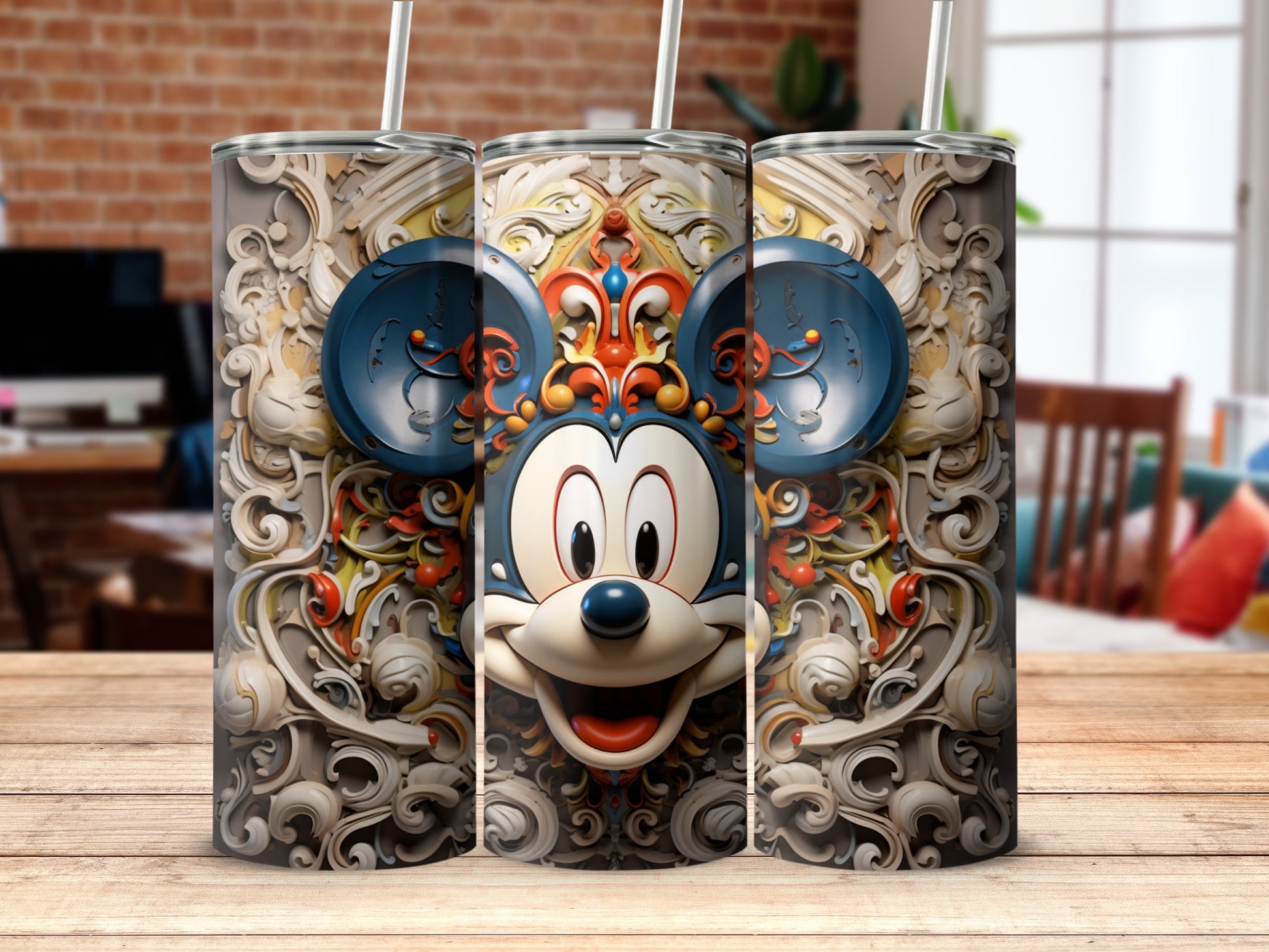 Rustic Vintage Mickey Mouse Tall Tumbler with Lid