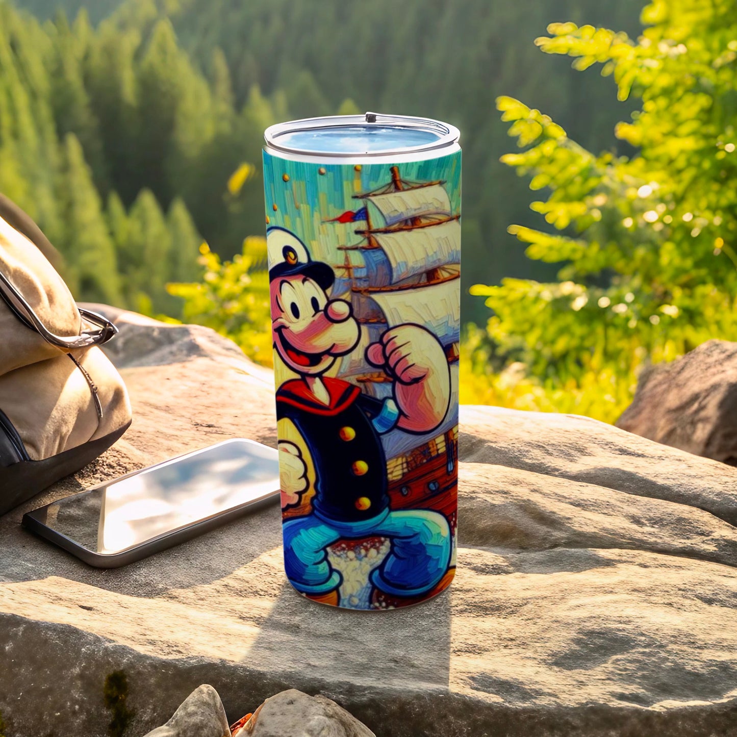 Colorful Cartoon Sailor with Ship Design Tumbler