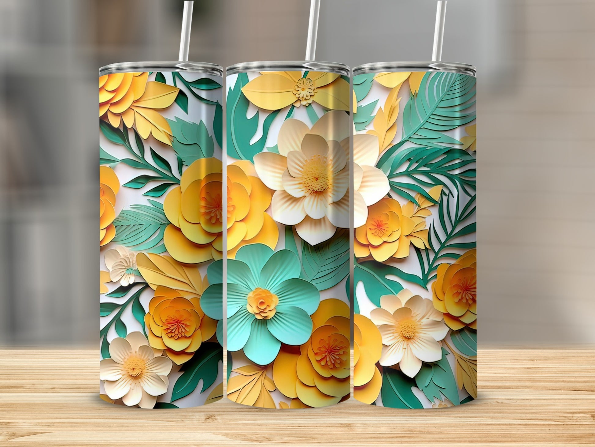 Floral Design Insulated Tumblers for Cold Beverages