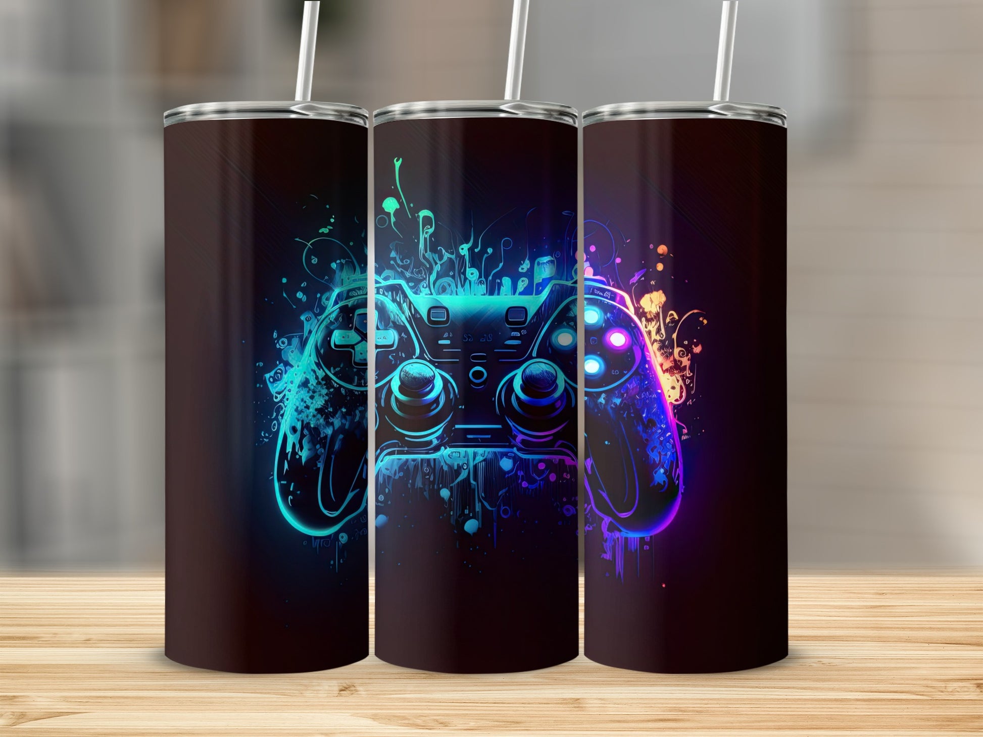 Vibrant Gamer Splatter Art Tumbler Ideal for Gaming Fans