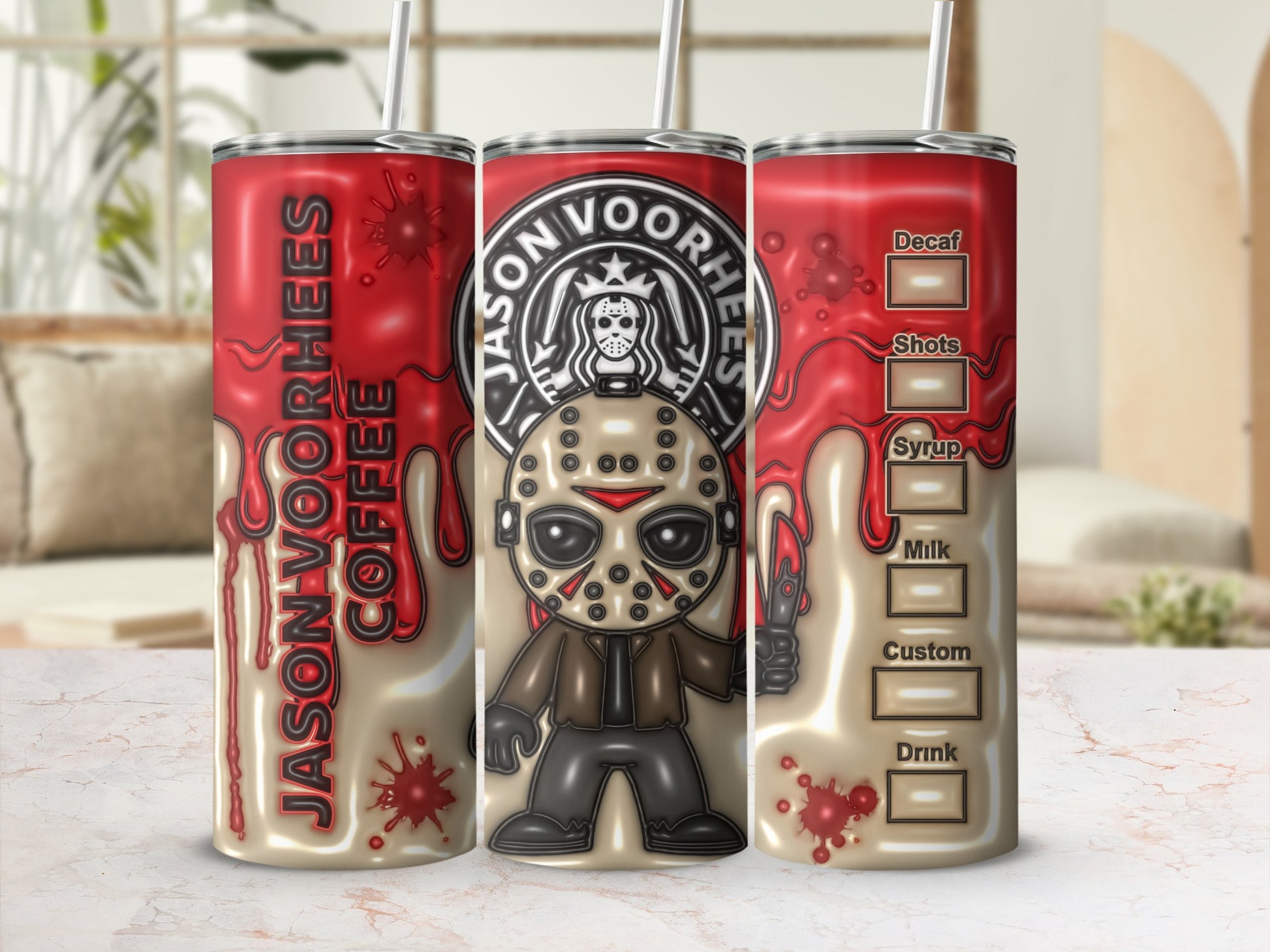 Jason Voorhees Customizable Coffee Tumbler Cup