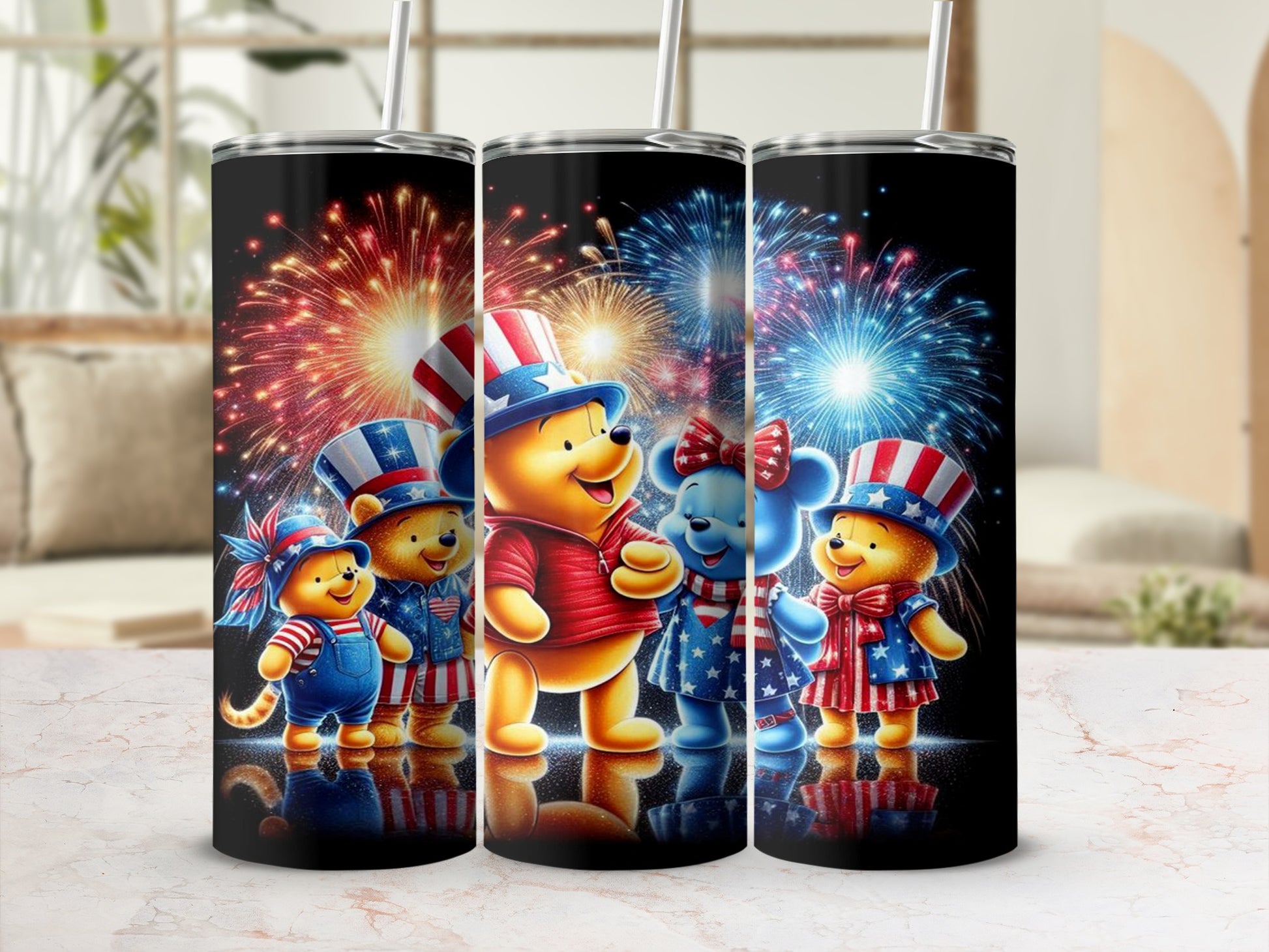 Patriotic Themed Fireworks Celebration Tumbler Set