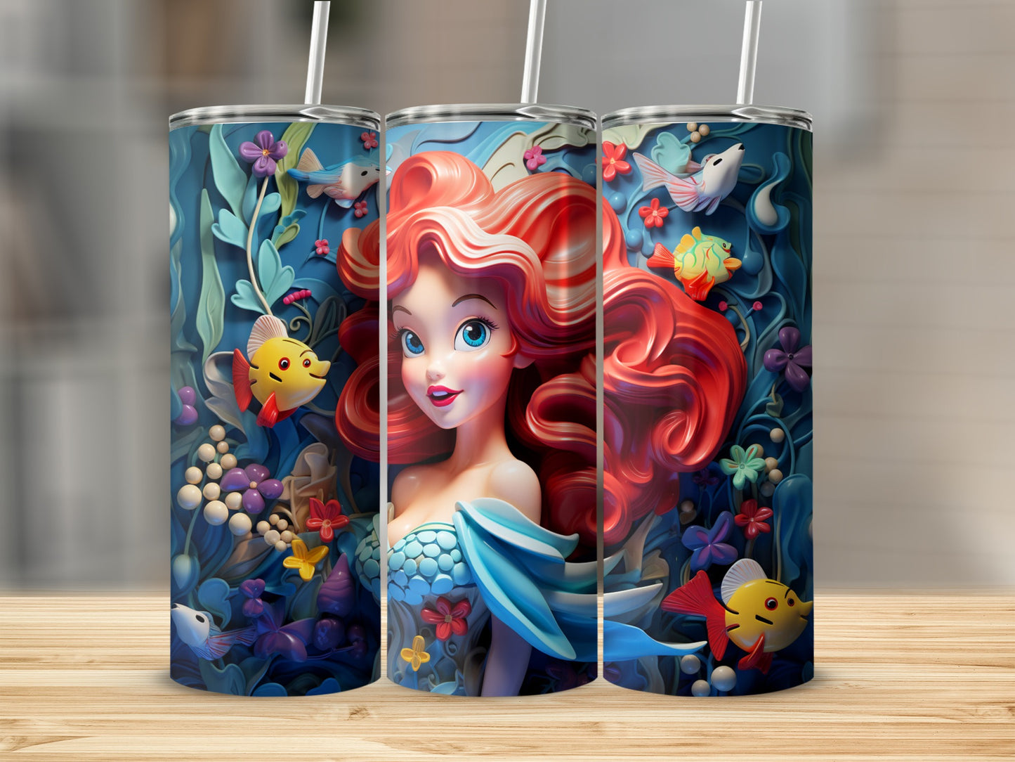 Beautifully Illustrated Mermaid Tumbler Kids Gift