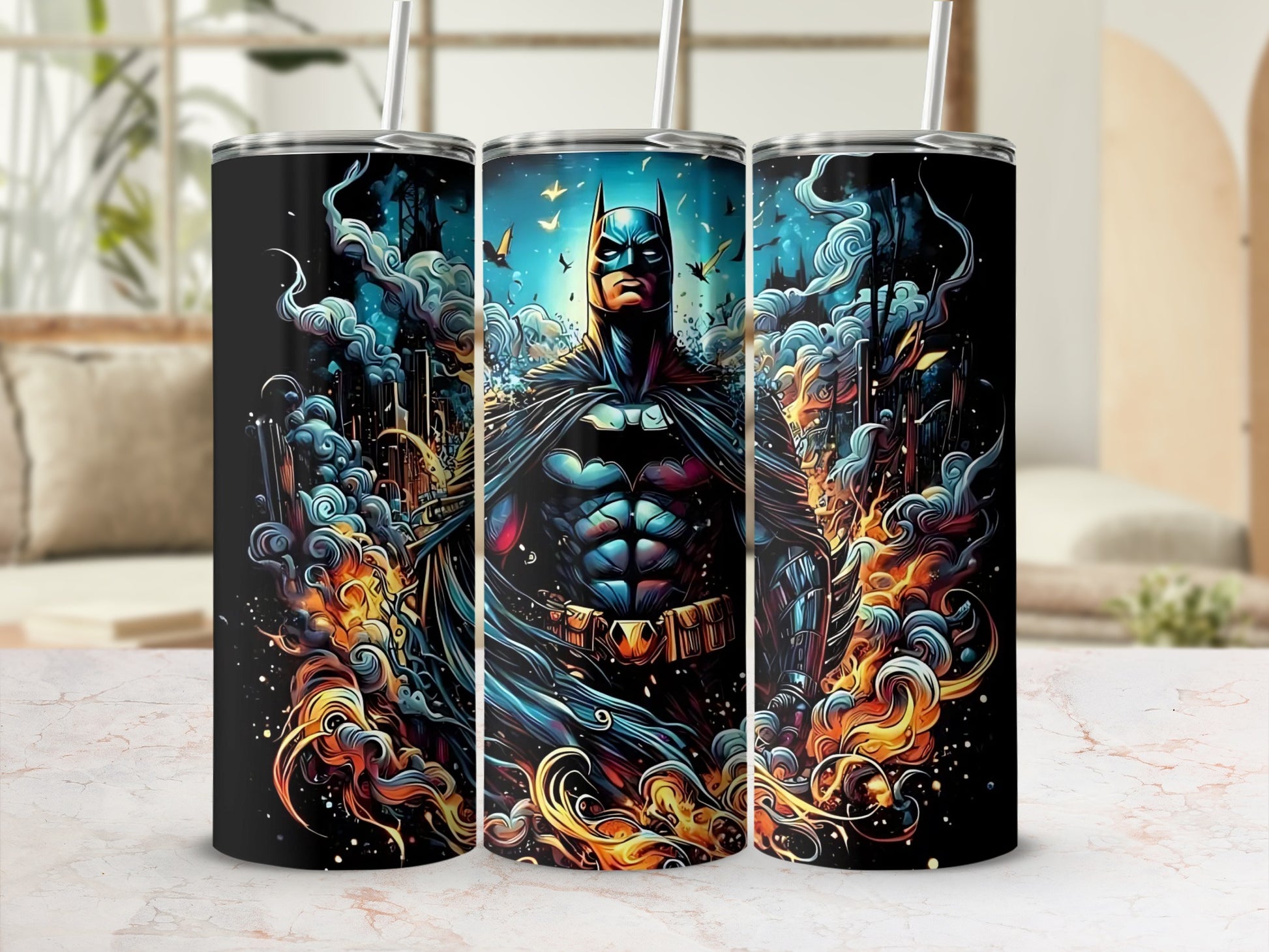 Dark Knight Superhero Tumbler with Straw Drinkware