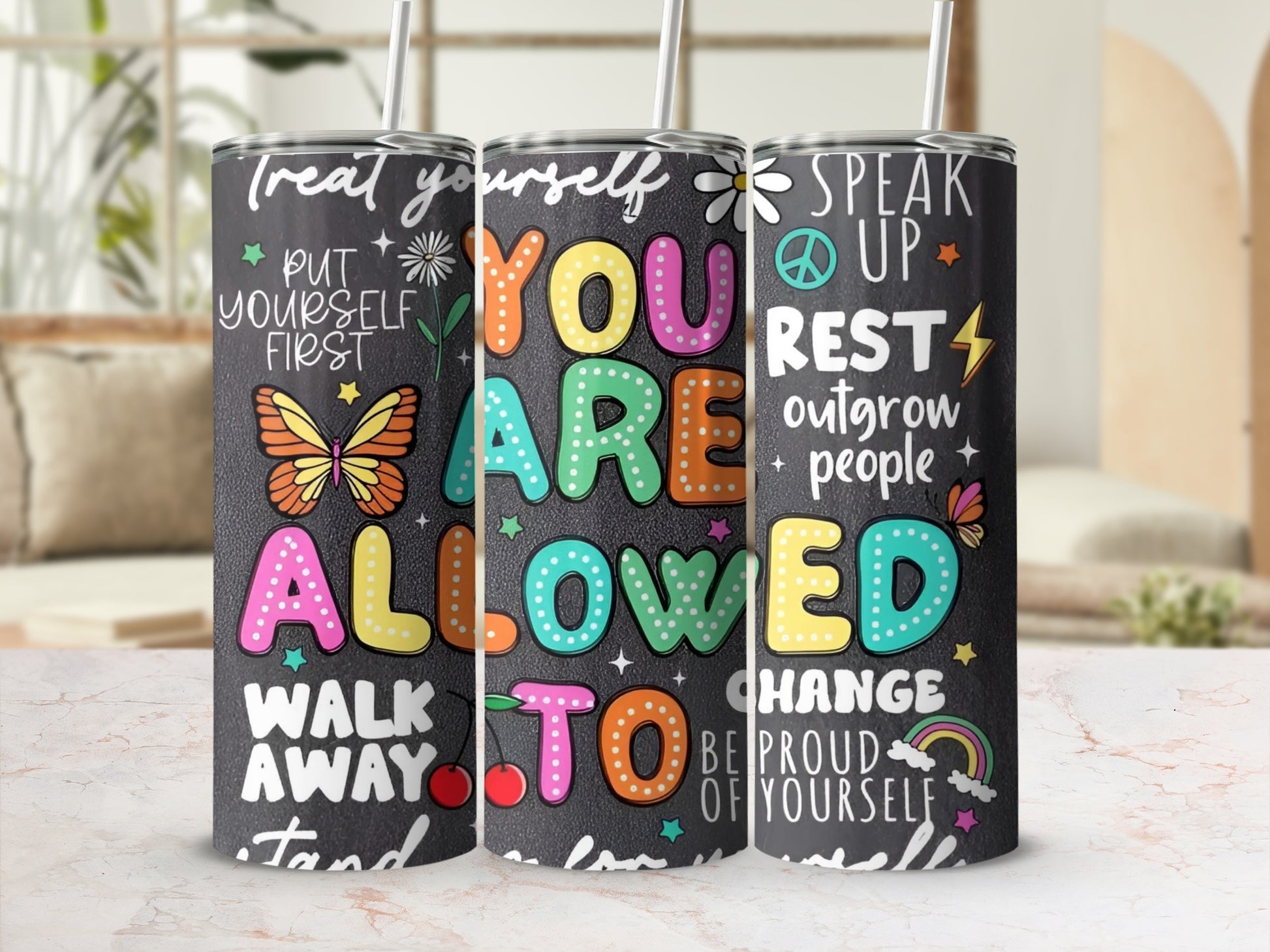 Inspirational Motivational Quotes Colorful Tumbler