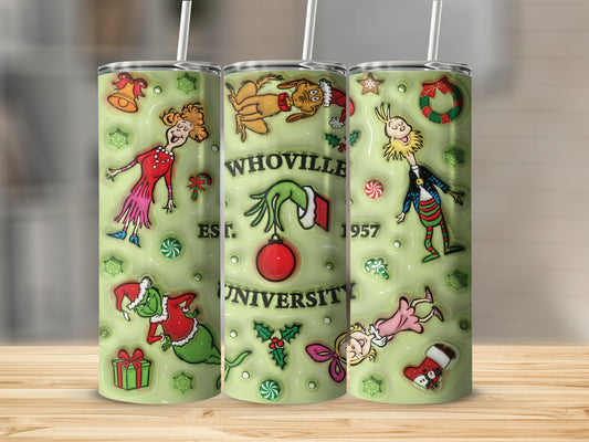 Whoville University Christmas Characters Tumbler