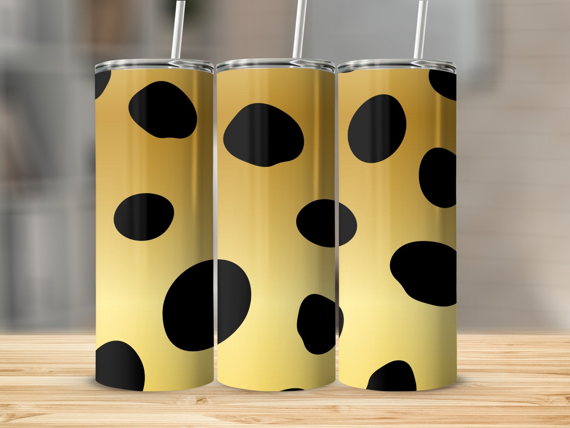 Stylish Yellow and Black Leopard Print Tumbler