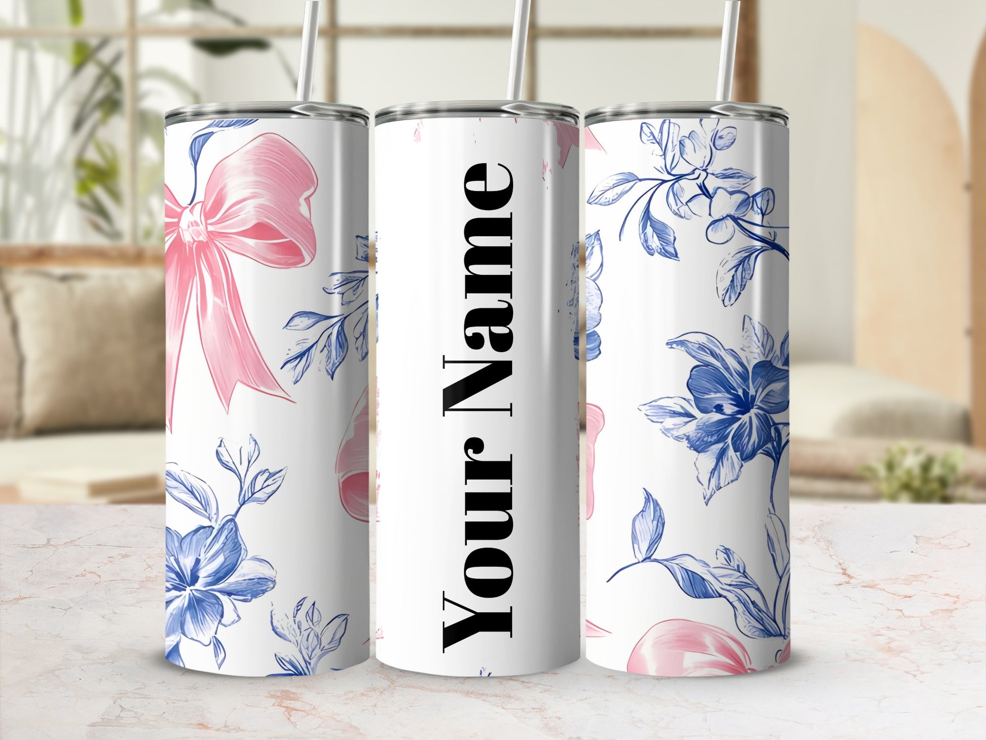 Personalized Floral Design Drink Thermos