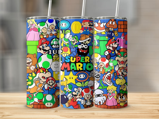 Colorful Super Mario Characters Tumbler Gaming Gift