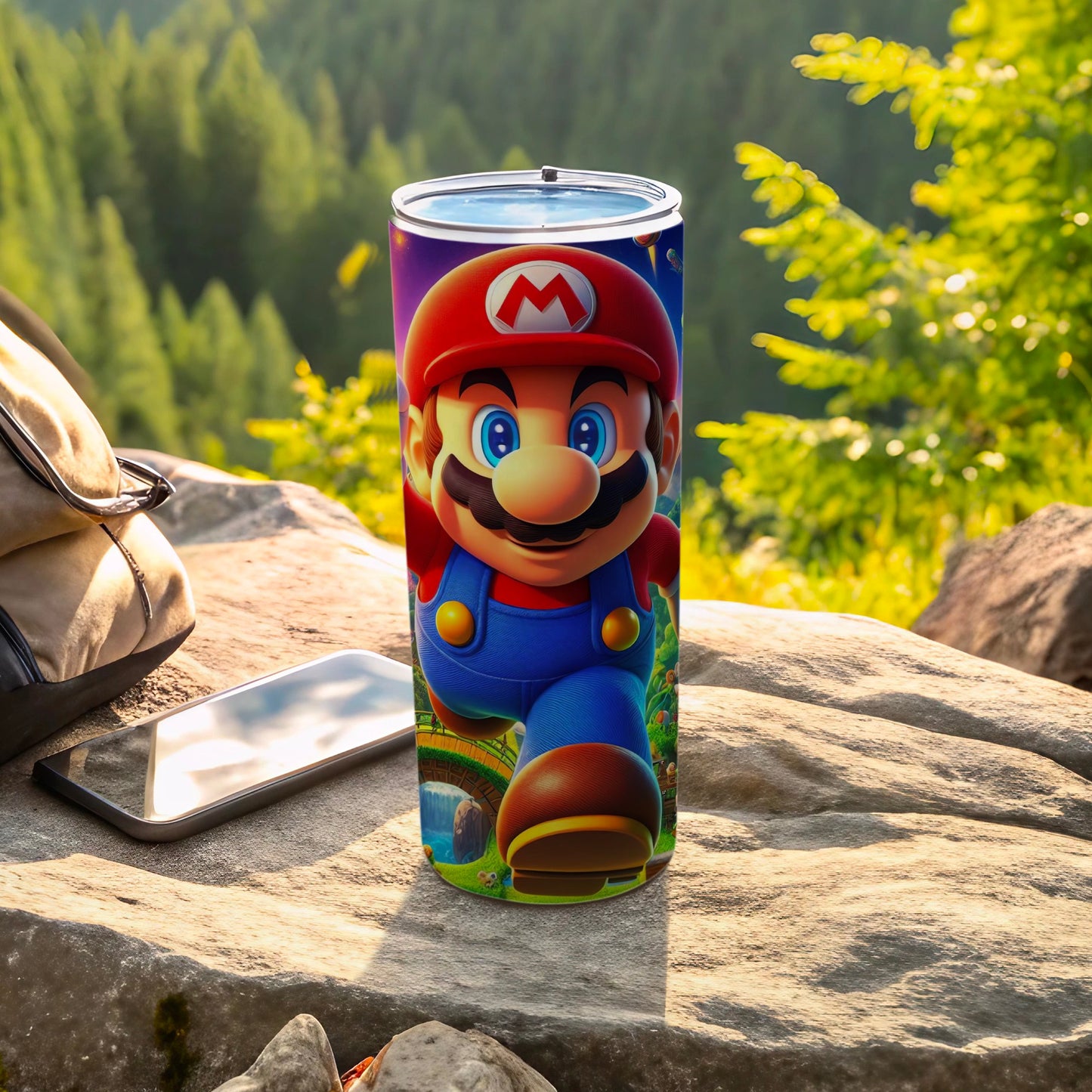 Colorful Mario Design Travel Tumbler for Outdoor Adventures
