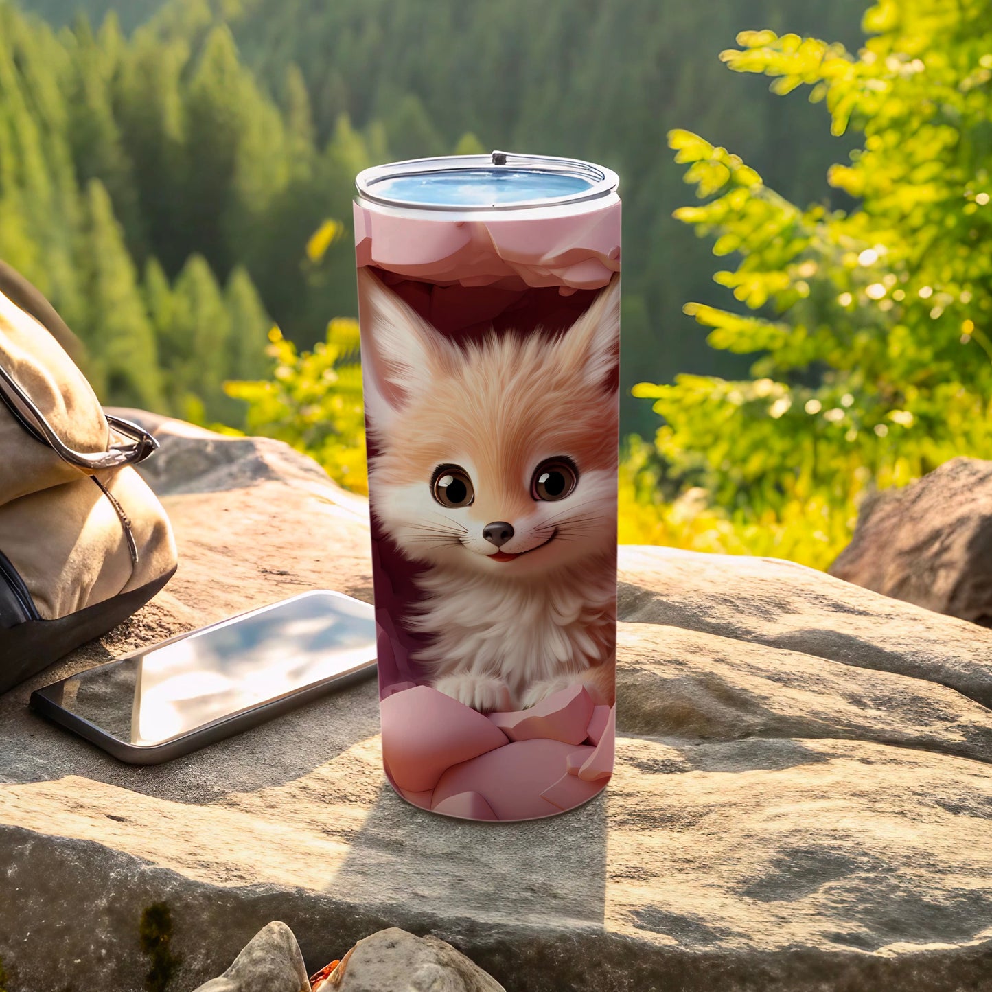 Cute Fox Themed Insulated Tumbler for Outdoor Adventures