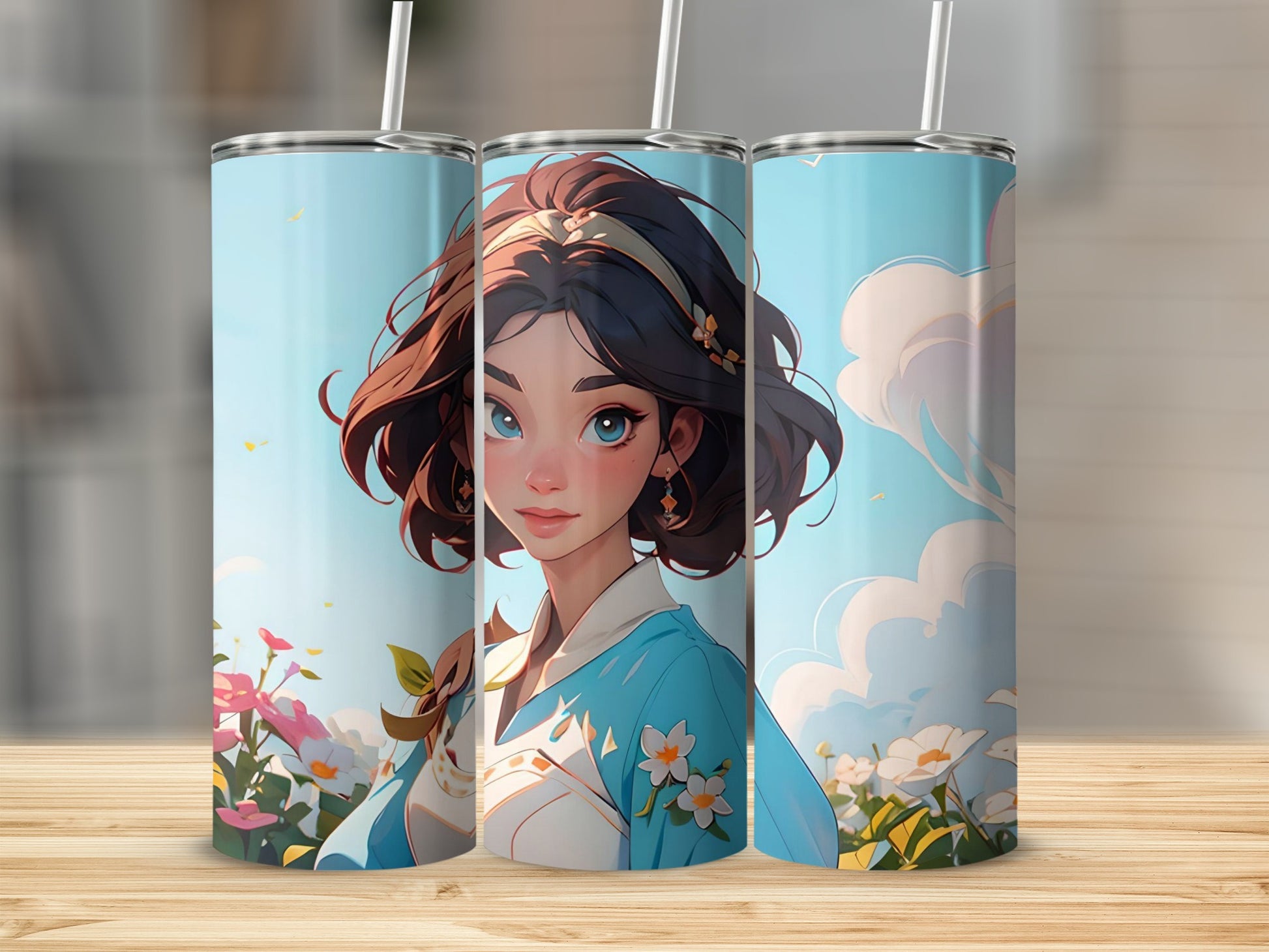 Beautiful Anime Girl Art on Tall Insulated Tumbler