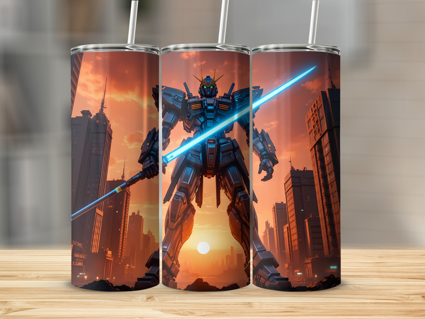 Giant Robot with Glowing Sword Tumbler Product