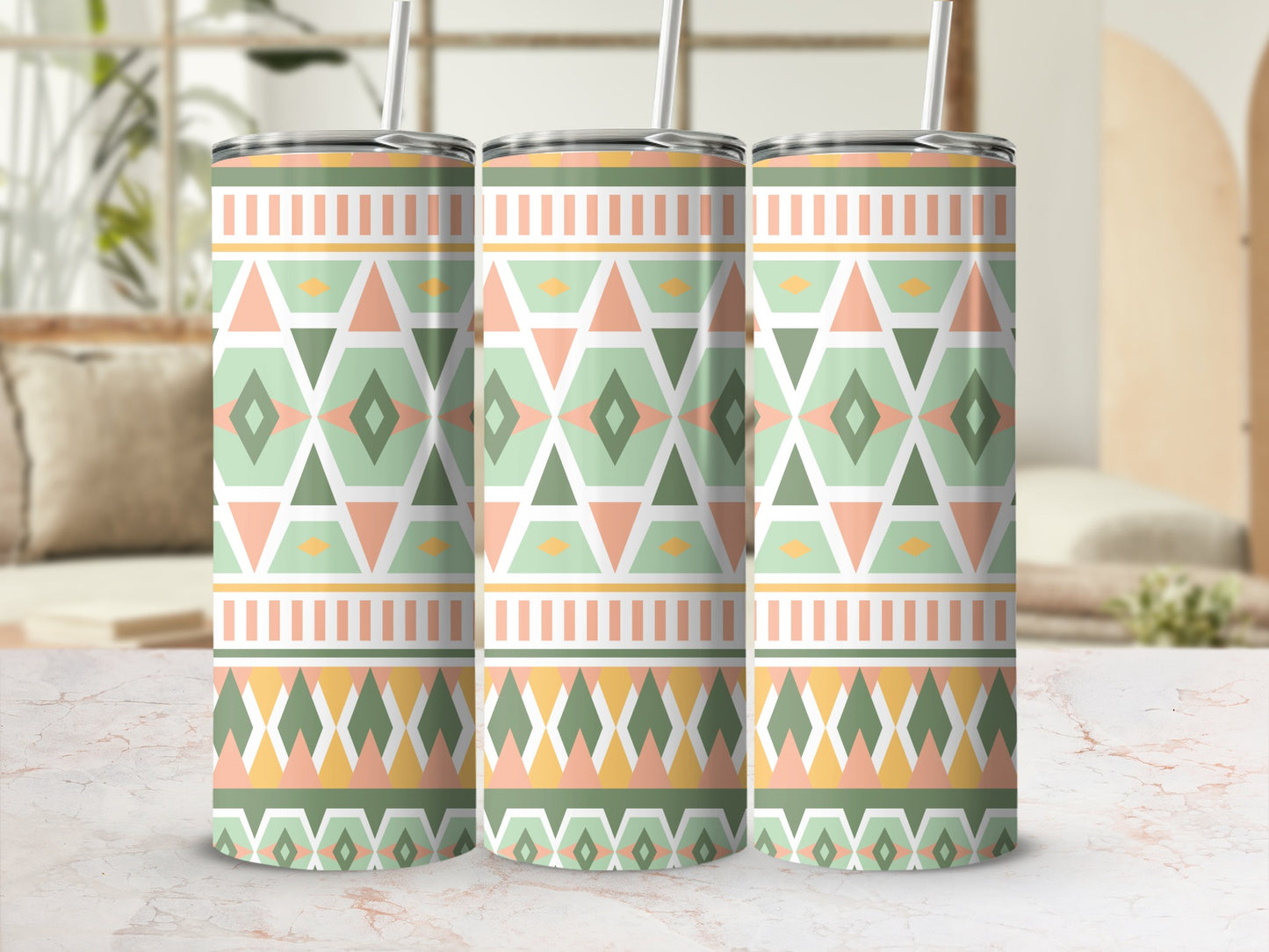 Geometric Pattern Insulated Tumbler Drinkware