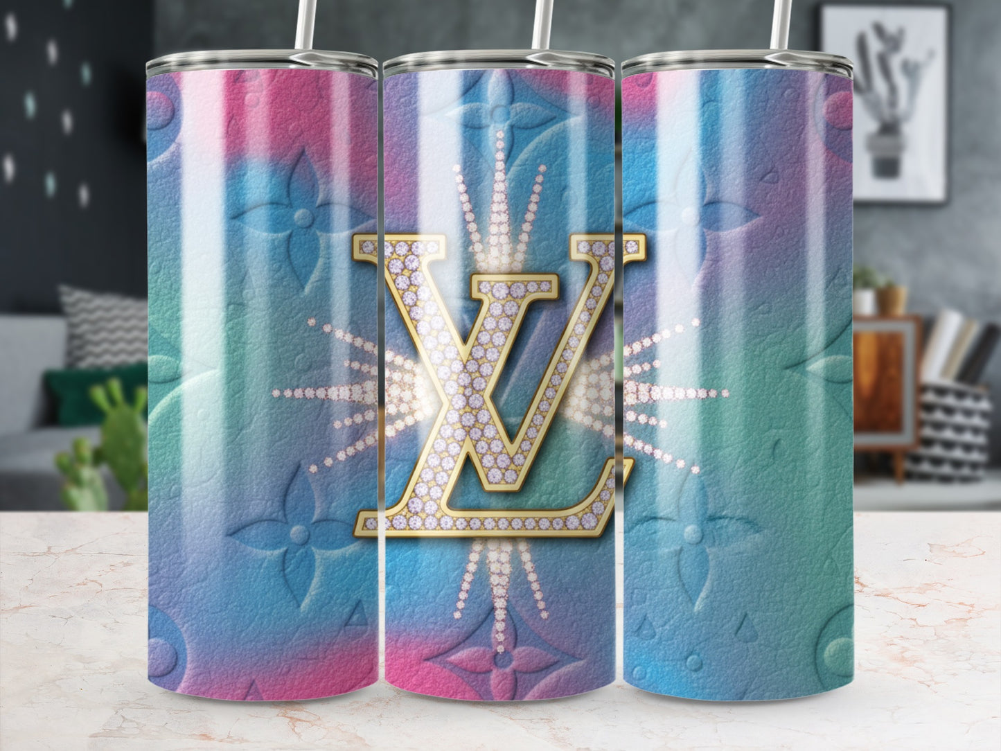 Luxury Designer-Inspired Gradient Tumbler with Straw