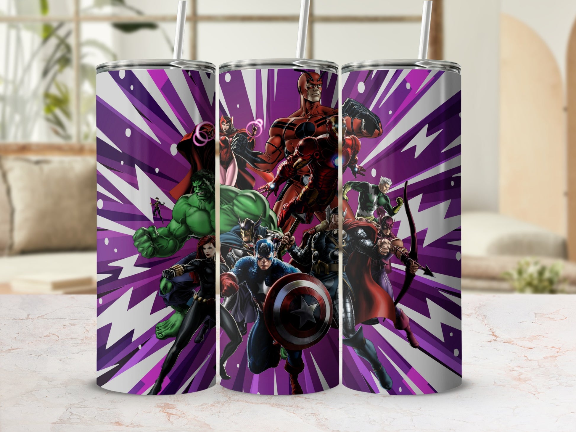Superhero Team Tumbler with Action Packed Artwork